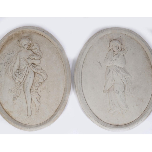 344 - SET OF FOUR NEOCLASSICAL OVAL PLASTER PLAQUES