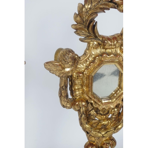 378 - PAIR OF CARVED GILTWOOD MIRRORS