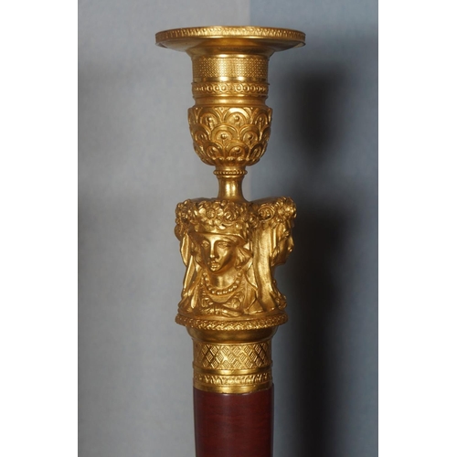 4 - PAIR FRENCH EMPIRE GILT-BRONZE CANDLESTICKS