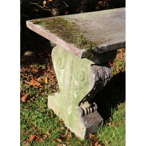 422 - WEATHERED MOLDED STONE BENCH