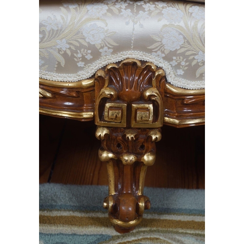 44 - PAIR OF CARVED AND PARCEL GILT SETTEES