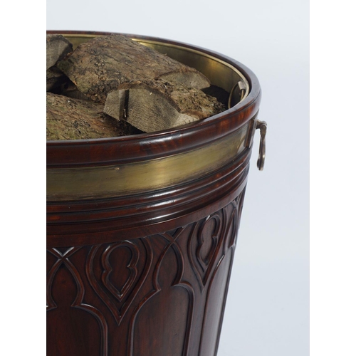 464 - IRISH MAHOGANY BRASS BOUND ESTATE LOG BARREL