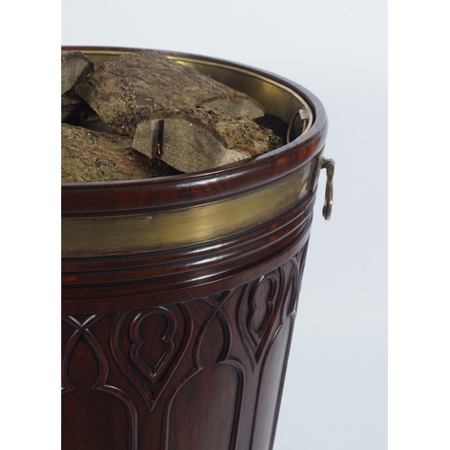 465 - IRISH MAHOGANY BRASS BOUND ESTATE LOG BARREL