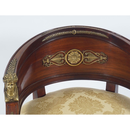 467 - 19TH-CENTURY MAHOGANY AND ORMOLU LIBRARY CHAIR