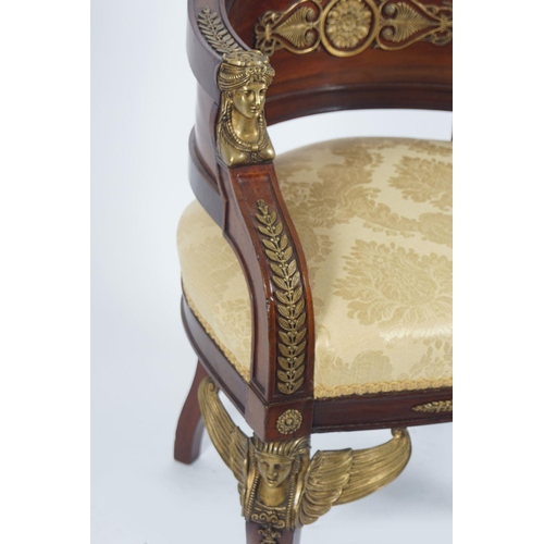 467 - 19TH-CENTURY MAHOGANY AND ORMOLU LIBRARY CHAIR