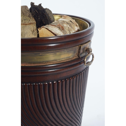 468 - PAIR OF LARGE IRISH MAHOGANY BRASS BOUND PEAT BUCKETS