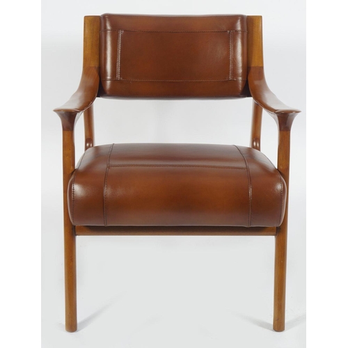 472 - MID-CENTURY STYLE HIDE UPHOLSTERED ARMCHAIRS