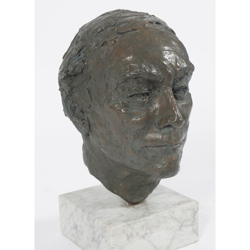 476 - BRONZE LIBRARY BUST: HEAD OF A MAN