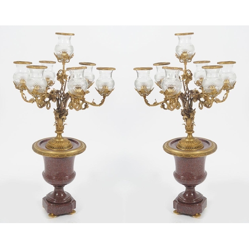 478 - PAIR OF LARGE FRENCH GILT BRONZE CANDELABRAS