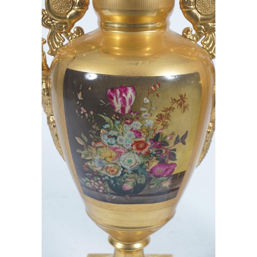 479 - PAIR OF LARGE PAINTED AND GILDED VASES