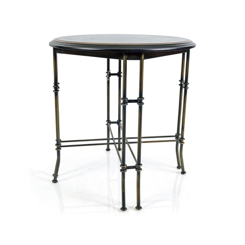 501 - PAIR OF FAUX MARBLE & BRASS TABLES