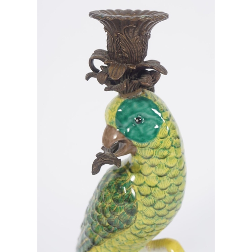 523 - 19TH-CENTURY ORMOLU AND PORCELAIN CANDELSTICKS