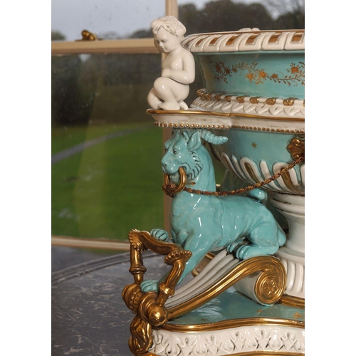 53 - LARGE SIGNED PORCELAIN AND PARCEL GILT CENTRE PIECE