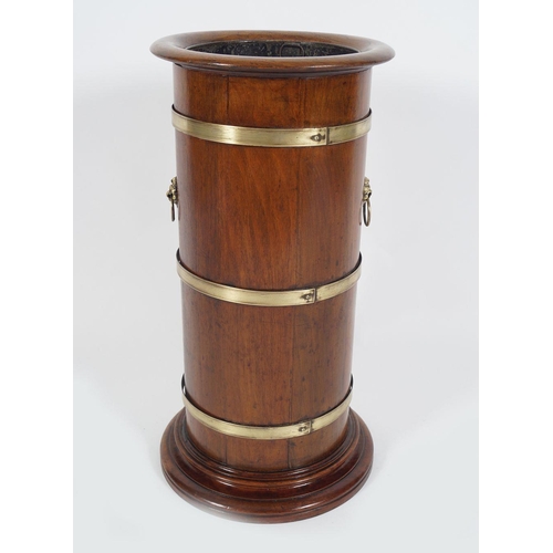 536 - 19TH-CENTURY MAHOGANY AND BRASS-BOUND STICK STAND