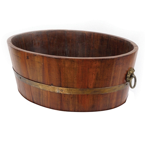 550 - 19TH-CENTURY MAHOGANY & BRASS BOUND LOG BARREL