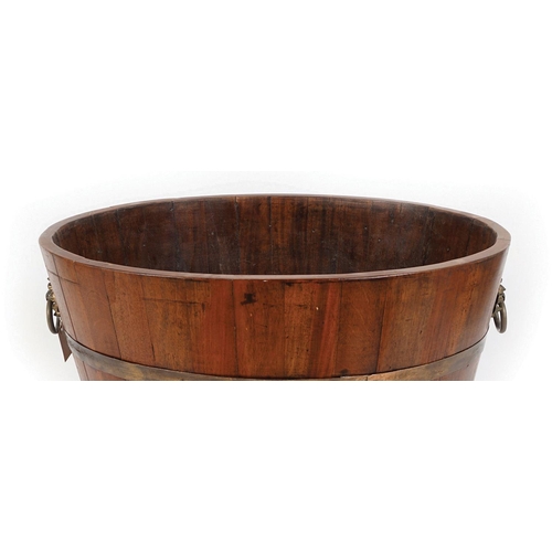 550 - 19TH-CENTURY MAHOGANY & BRASS BOUND LOG BARREL