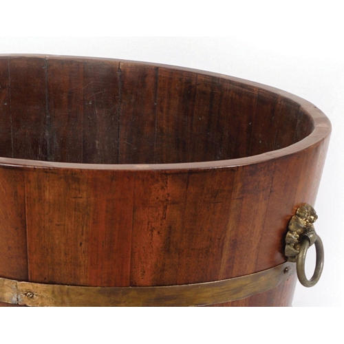 550 - 19TH-CENTURY MAHOGANY & BRASS BOUND LOG BARREL