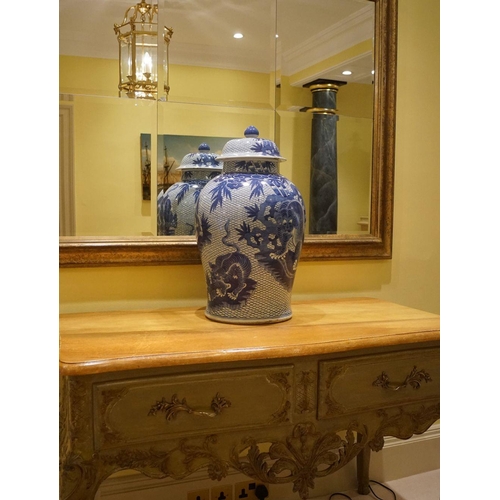 59 - PAIR OF LARGE CHINESE BLUE AND WHITE GINGER JARS