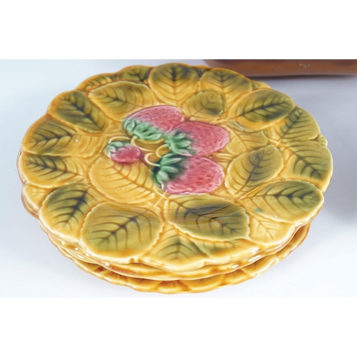 690 - SET OF SIX MAJOLICA FRUIT PLATES