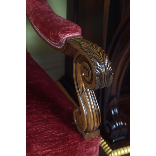 85 - PAIR OF FRENCH CARVED WALNUT BARONIAL CHAIRS