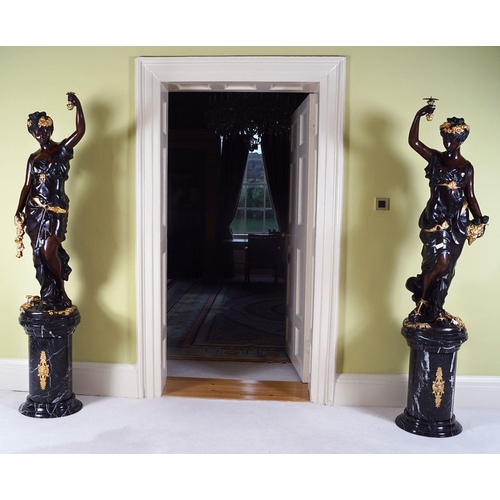 91 - PAIR OF LARGE PARCEL GILT BRONZE FIGURES