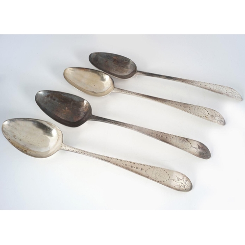 102 - SET OF 4 GEORGE III BRIGHT CUT SERVING SPOONS