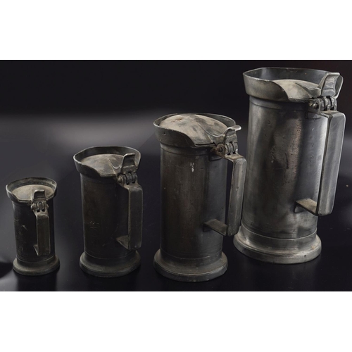 121 - SET OF 8 GRADUATED PEWTER TANKARDS