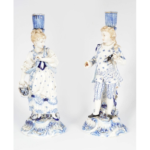 172 - 19TH-CENTURY  PORCELAIN FIGURAL CANDLESTICKS