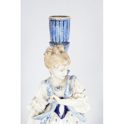 172 - 19TH-CENTURY  PORCELAIN FIGURAL CANDLESTICKS