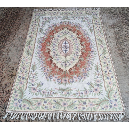 30 - KASHMIRI SILK CREWEL WORK RUG