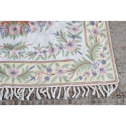 30 - KASHMIRI SILK CREWEL WORK RUG