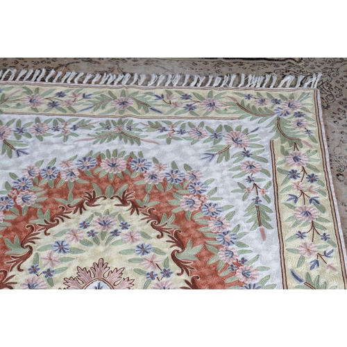 30 - KASHMIRI SILK CREWEL WORK RUG