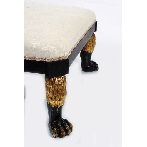 95 - LARGE 19TH-CENTURY EBONY & PARCEL GILT STOOL