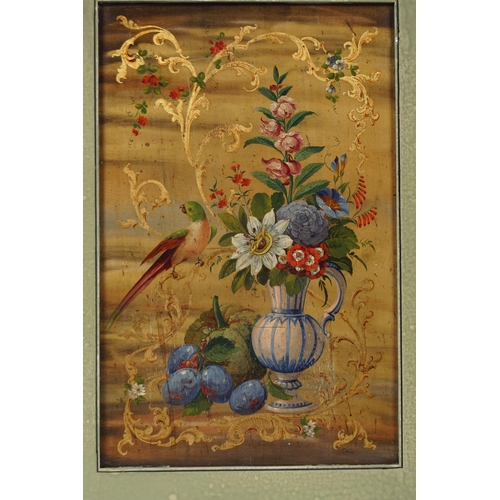 100 - SET OF 3 19TH-CENTURY LACQUERED AND GILDED PANELS