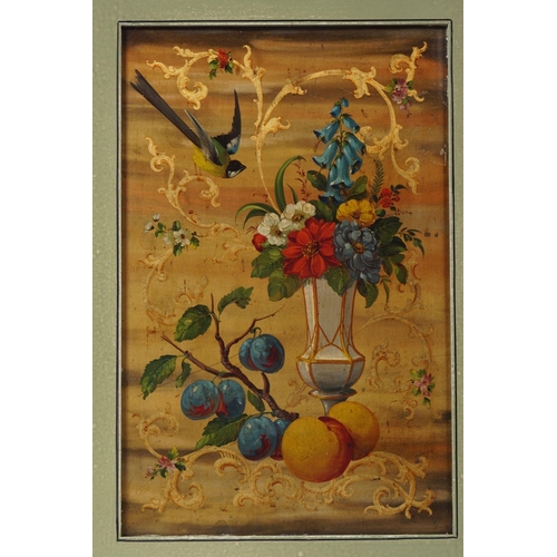 100 - SET OF 3 19TH-CENTURY LACQUERED AND GILDED PANELS