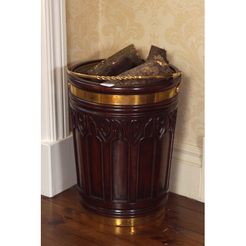 11 - LARGE MAHOGANY PEAT BUCKET