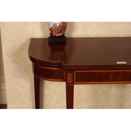 123 - GEORGE III MAHOGANY AND SATINWOOD CARD TABLE