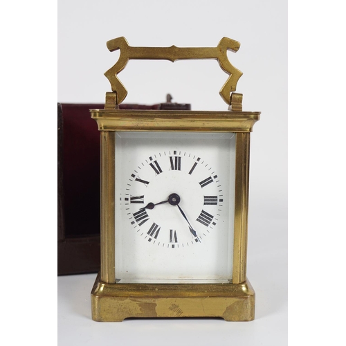 127 - FRENCH BRASS CASED CARRIAGE CLOCK