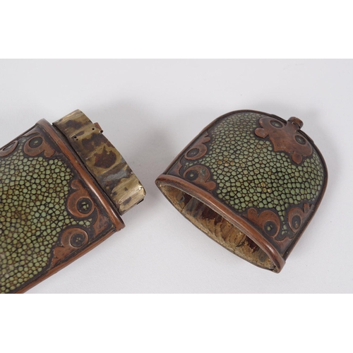 132 - 19TH-CENTURY BRASS AND SHAGREEN SPECTACLE CASE