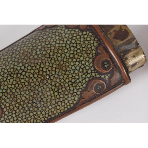 132 - 19TH-CENTURY BRASS AND SHAGREEN SPECTACLE CASE