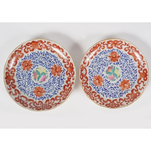 136 - PAIR OF CHINESE 18TH-CENTURY POLYCHROME SAUCERS