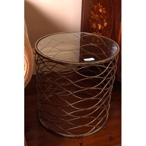 141 - PAIR OF DESIGNER GLASS AND METAL LAMP TABLES