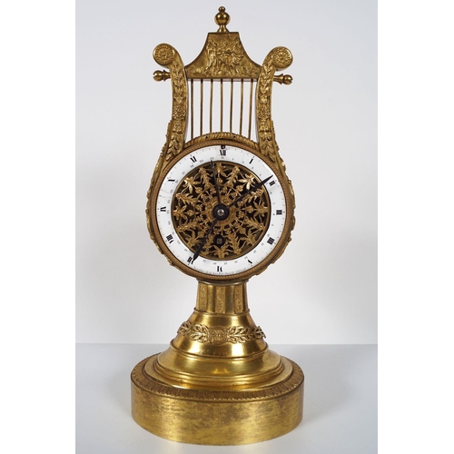 155 - FRENCH EMPIRE ORMOLU PILLAR CLOCK