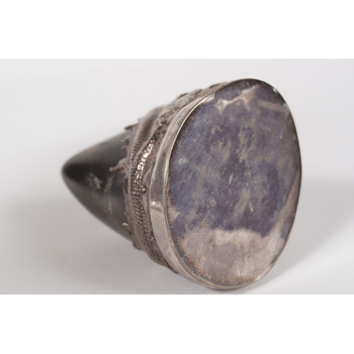 157 - IMPERIAL CHINESE SILVER MOUNTED HORN