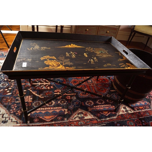 165 - DESIGNER TOLEWARE TRAY ON STAND