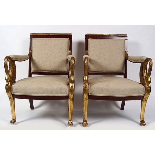 20 - PAIR OF FRENCH EMPIRE ARMCHAIRS