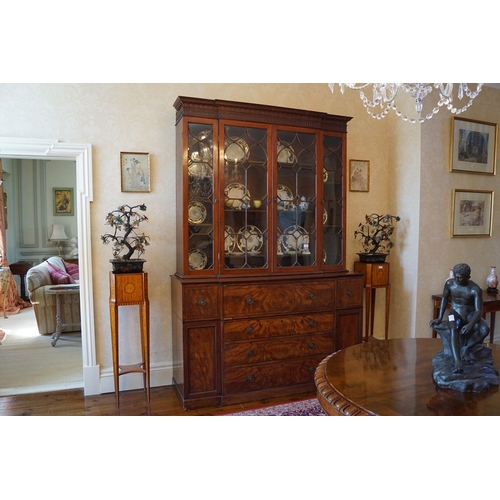 34 - GEORGE III PERIOD MAHOGANY BREAKFRONT BOOKCASE