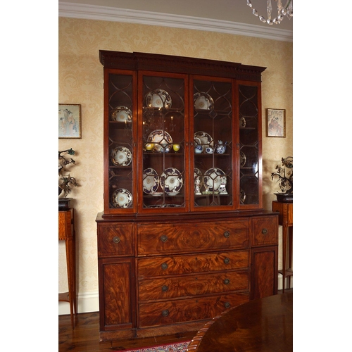 34 - GEORGE III PERIOD MAHOGANY BREAKFRONT BOOKCASE