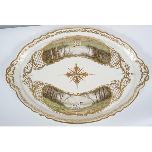 380 - FRENCH PORCELAIN AND PARCEL GILT TRAY