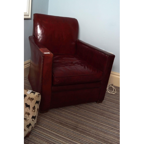 384 - EDWARDIAN LEATHER CLUB ARMCHAIR